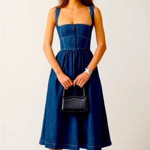 Reformation Tagliatelle Denim Midi Dress